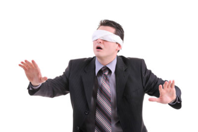 blindfolded man