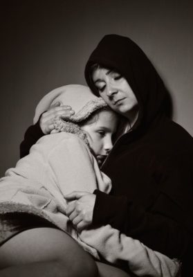 homeless mother with her daughter