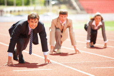 runners in business suits